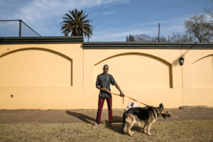 James with Nimo and Chissa, 3rd Street, Houghton, Johannesburg, South Africa, 2014